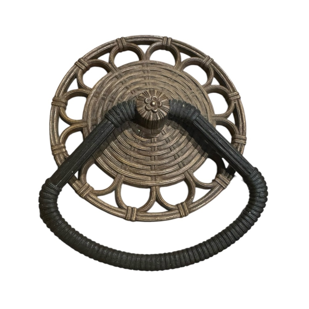 1970s Homco Faux Wicker Rattan Kitchen/Bath Towel Holder